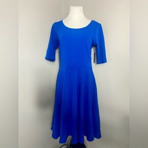 LuLaRoe Nicole Dress Blue Textured Fabric A-Line